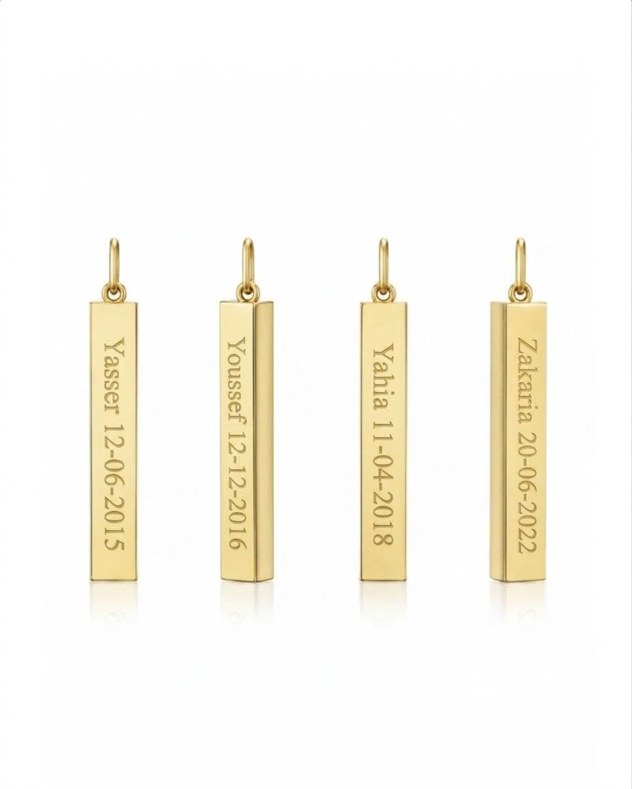 18K Gold Customized Names And Dates Pendant